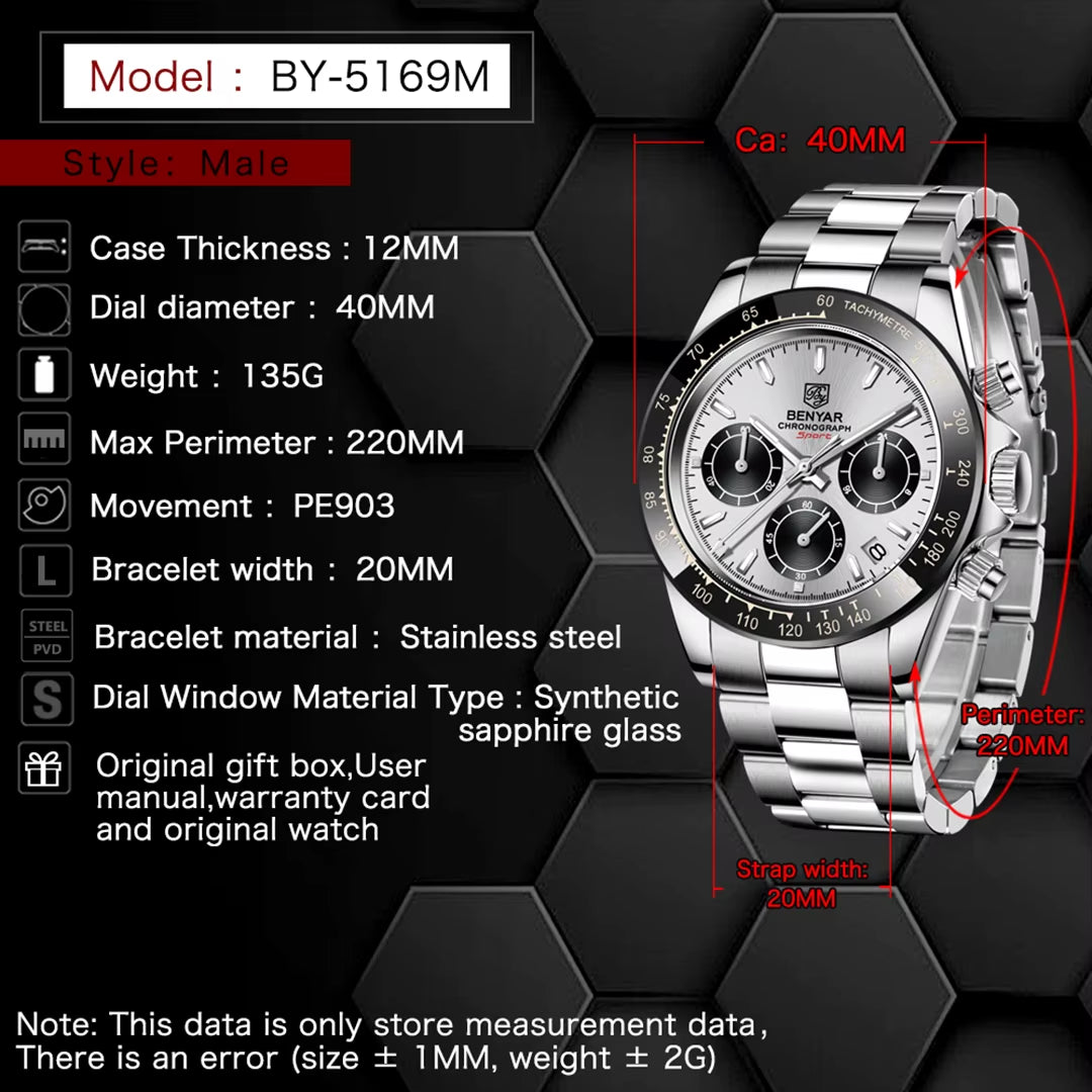 Sports Men Quartz Wrist Watch 3Bar Waterproof Stainless Steel Watch for Men Luxury Fashion Chronograph Relojes Hombre