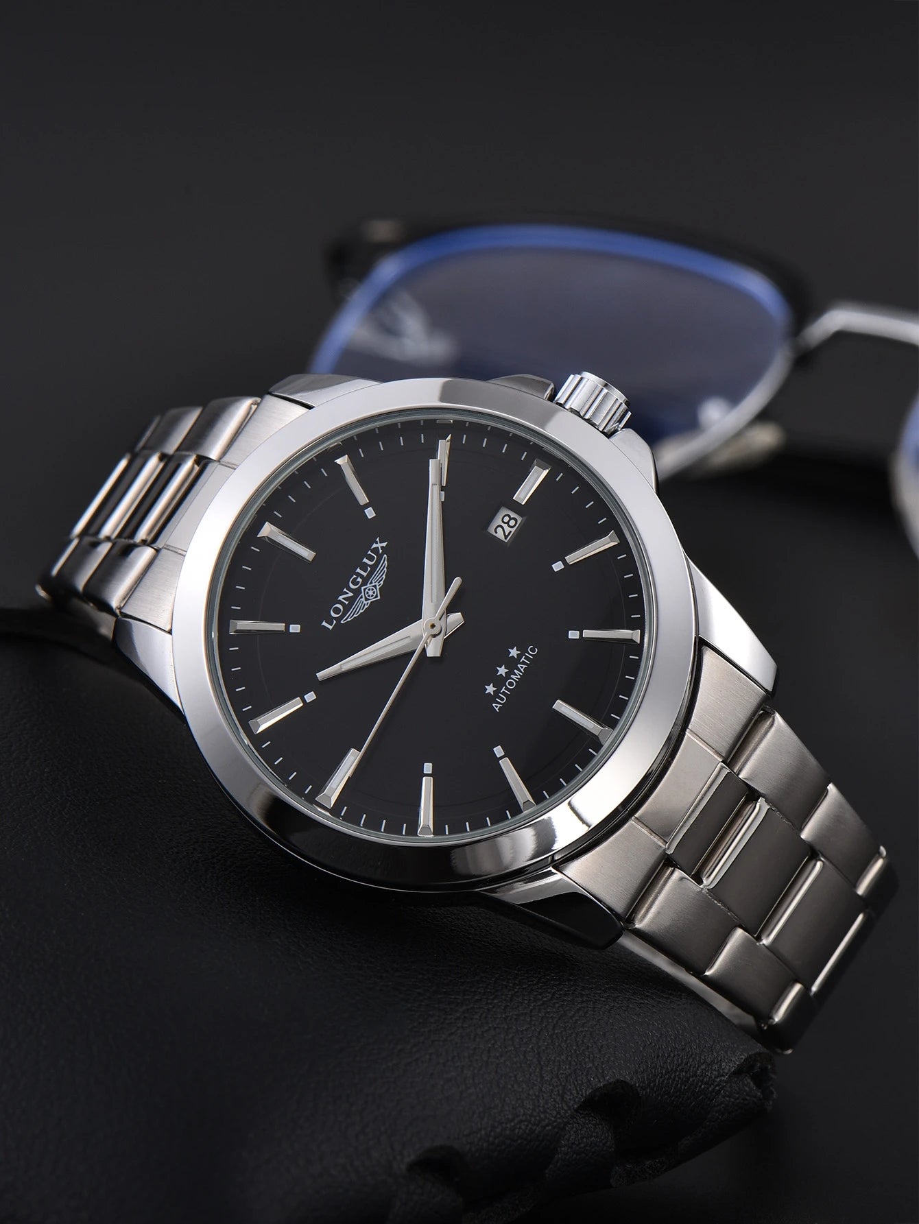 Automatic Watch Business Minimalist Modern Style Date Mechanical Watches Stainless Steel Waterproof Luminous Mens Watch Men Gift