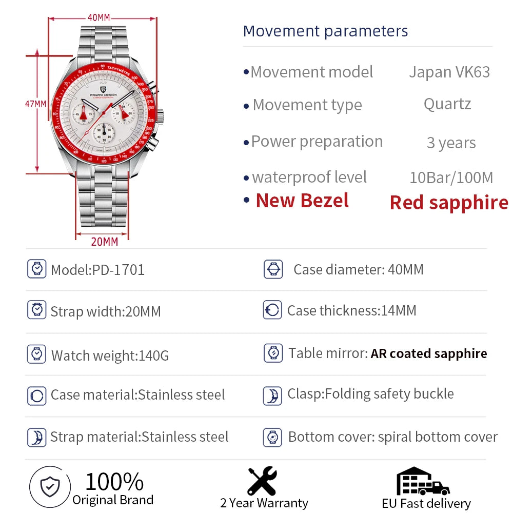 2026 New AK Project Men'S Watches Luxury Quartz Wrist Watch for Men AR Sapphire Speed Chronograph Automatic Date