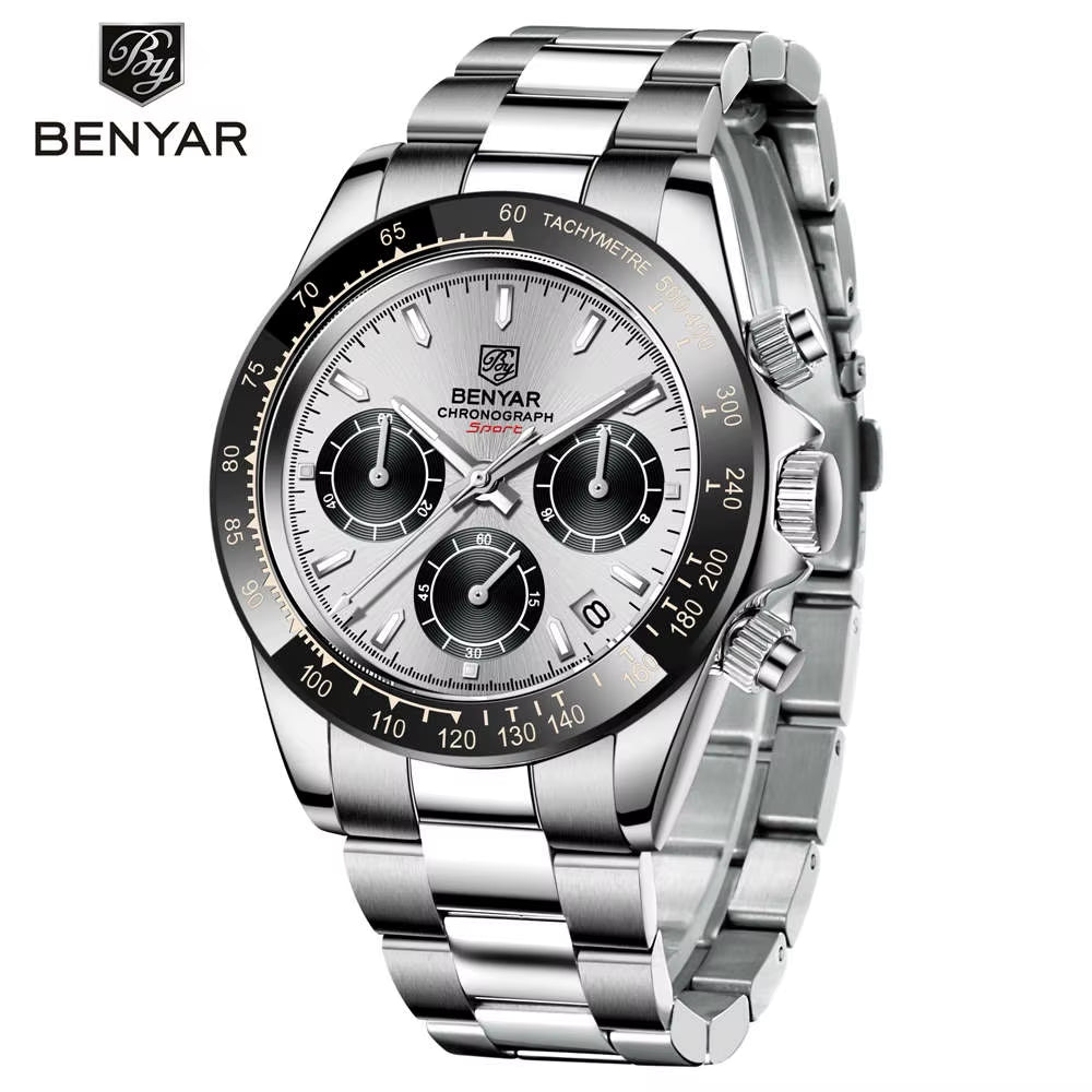 Sports Men Quartz Wrist Watch 3Bar Waterproof Stainless Steel Watch for Men Luxury Fashion Chronograph Relojes Hombre