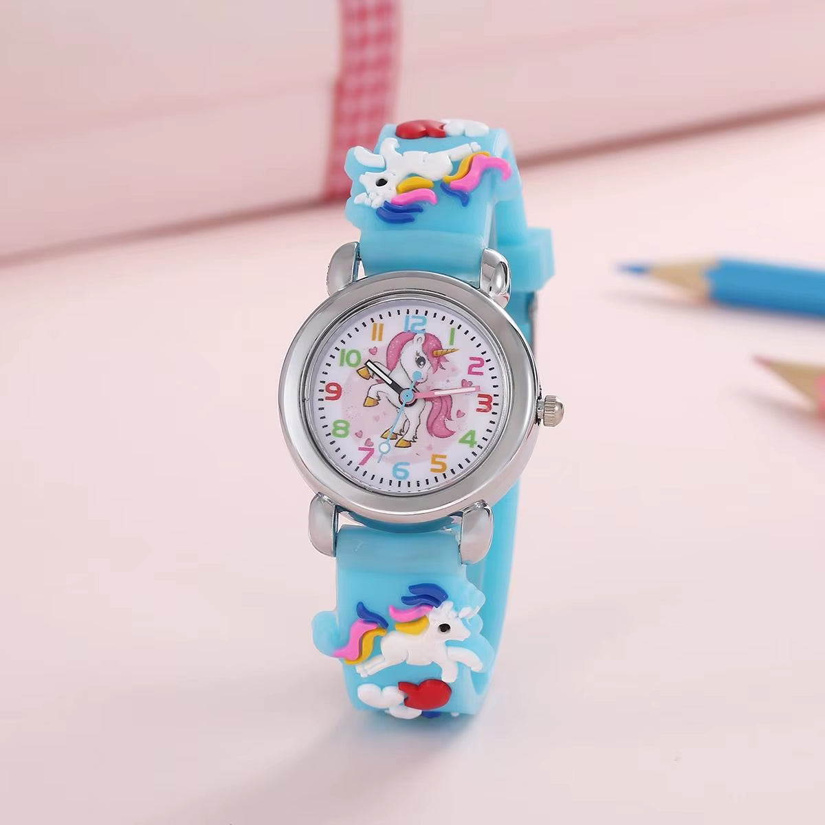 New Fashion Colorful Cartoon Unicorn Student and Children'S Watch Quartz Watch Electronic Watch