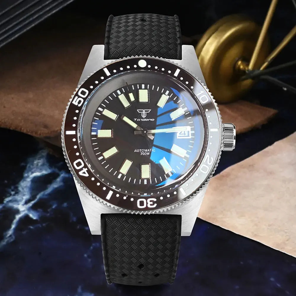 41Mm 62MAS Black Gray Dial NH35A Automatic 300M Diving Men'S Watch Ceramic Bezel Green Lume Bow Sapphire Glass