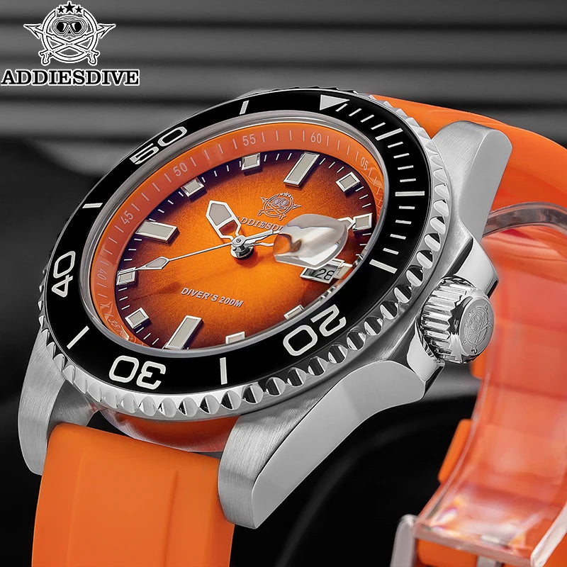 Watch for Men AD2089 Diver Watch Fashion Gradient 41Mm Rotatable Bezel Quartz Watches Waterproof 20Bar BGW9 Luminous
