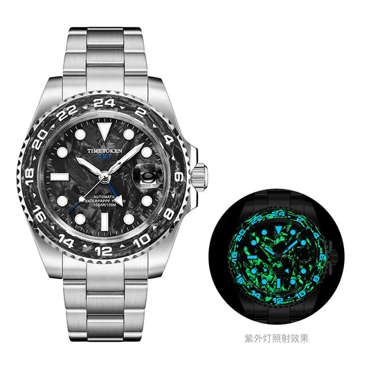 2025 Luxury Divers Watch | 40Mm Carbon Fiber Automatic Mens Watch – 100M Water Resistant