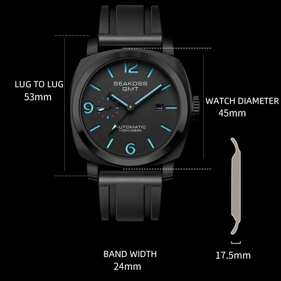 GMT Men‘S Diving Automatic Mechanical Watches Seagull ST2557 Movement 316L Super Luminous Calendar 10Bar Reloj Homber