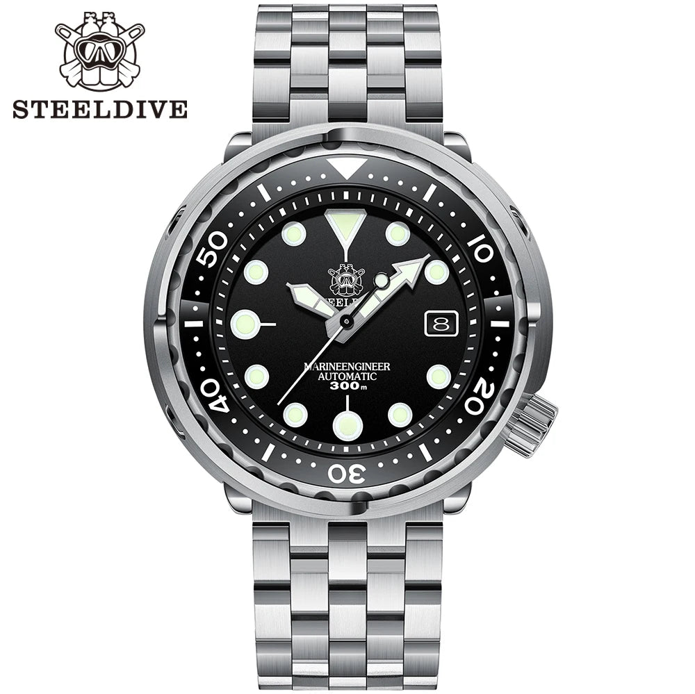 SD1975 Black Dial Ceramic Bezel 30ATM 300M Waterproof Stainless Steel NH35 Tuna Mens Dive Watch