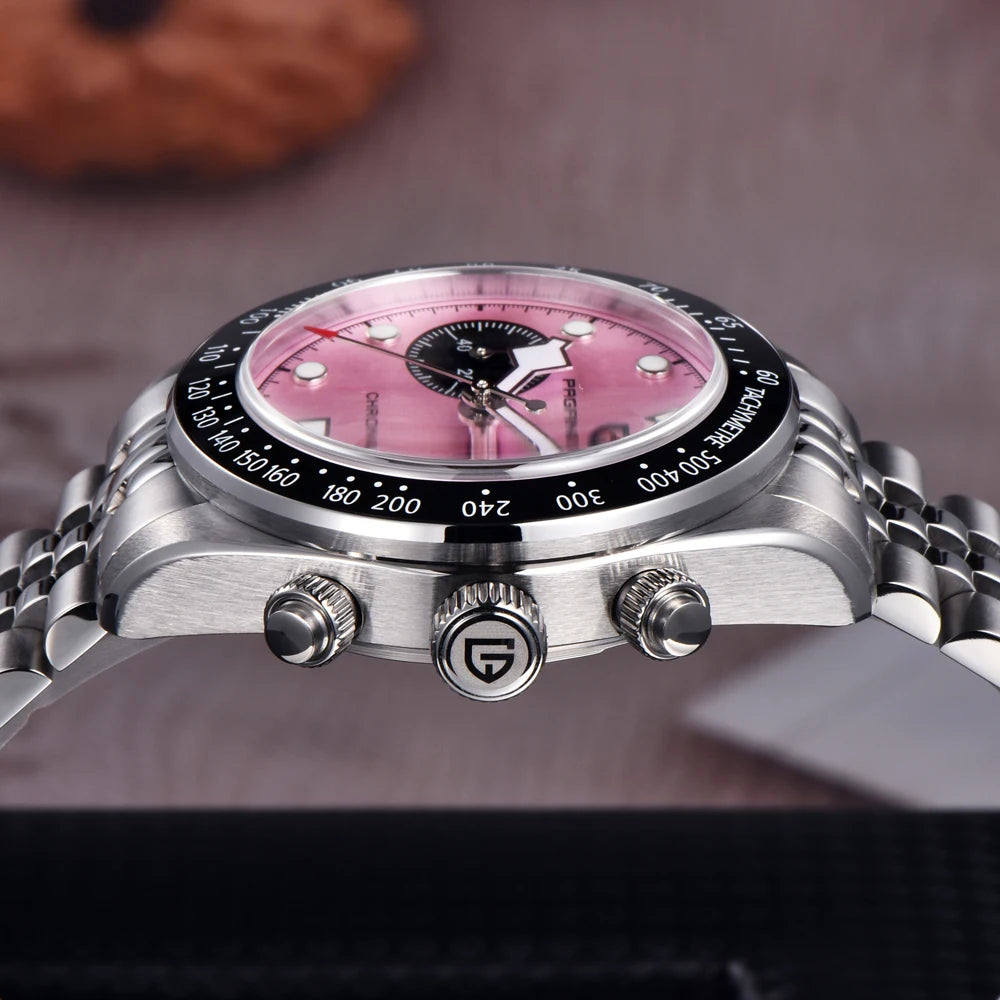 2025 New  Panda Men'S Watches Luxury Quartz Wristwatches Chronograph Man Watch AR Sapphire Mirror VK64 Clock Gifts