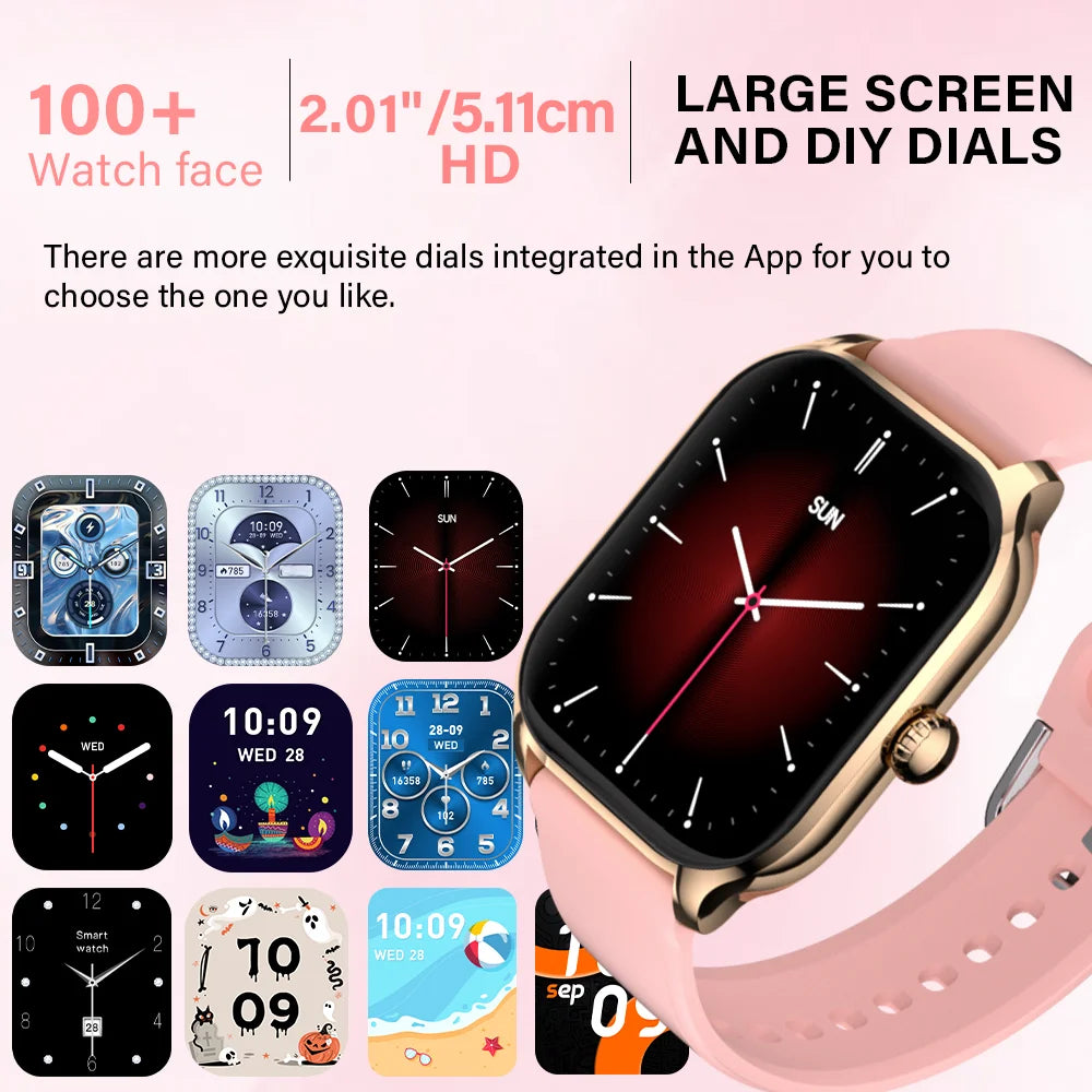 H9 Smart Watch Men Women Sports Fitness Tracker 2.01 Inch HD Screen Bluetooth Talking Smart Watch for Android IOS