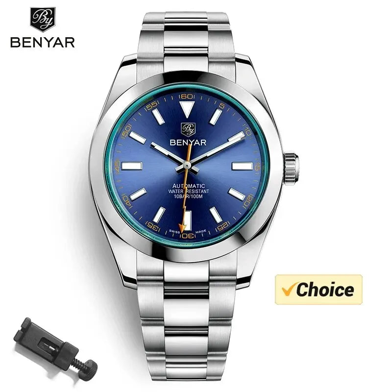BENYAR 2026 New Mens Watches Top Brand Luxury Watch Men Automatic Mechanical Waterproof 50M Sport Wristwatch for Men BY5176 Gift
