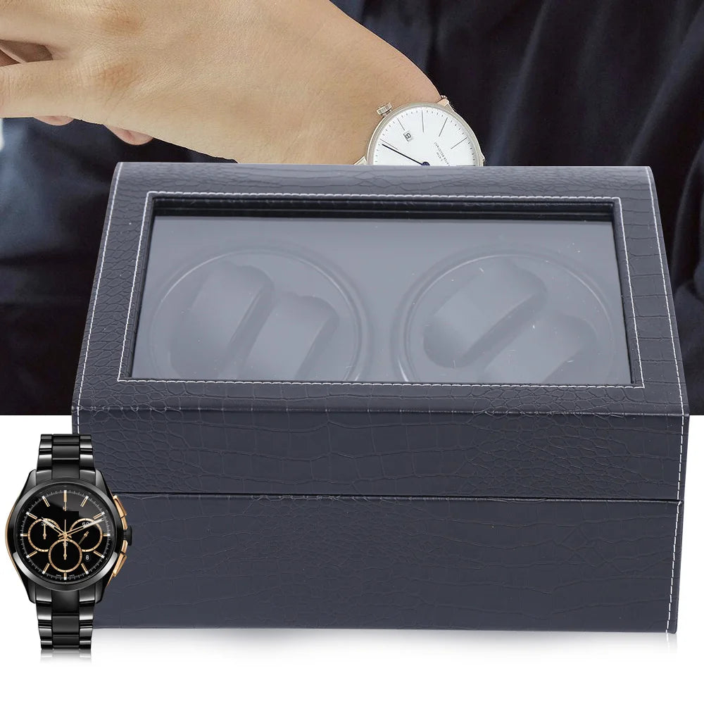 Black High Quality 4+6 Watch Winder Automatic Watch Display Box Luxury Storage Box