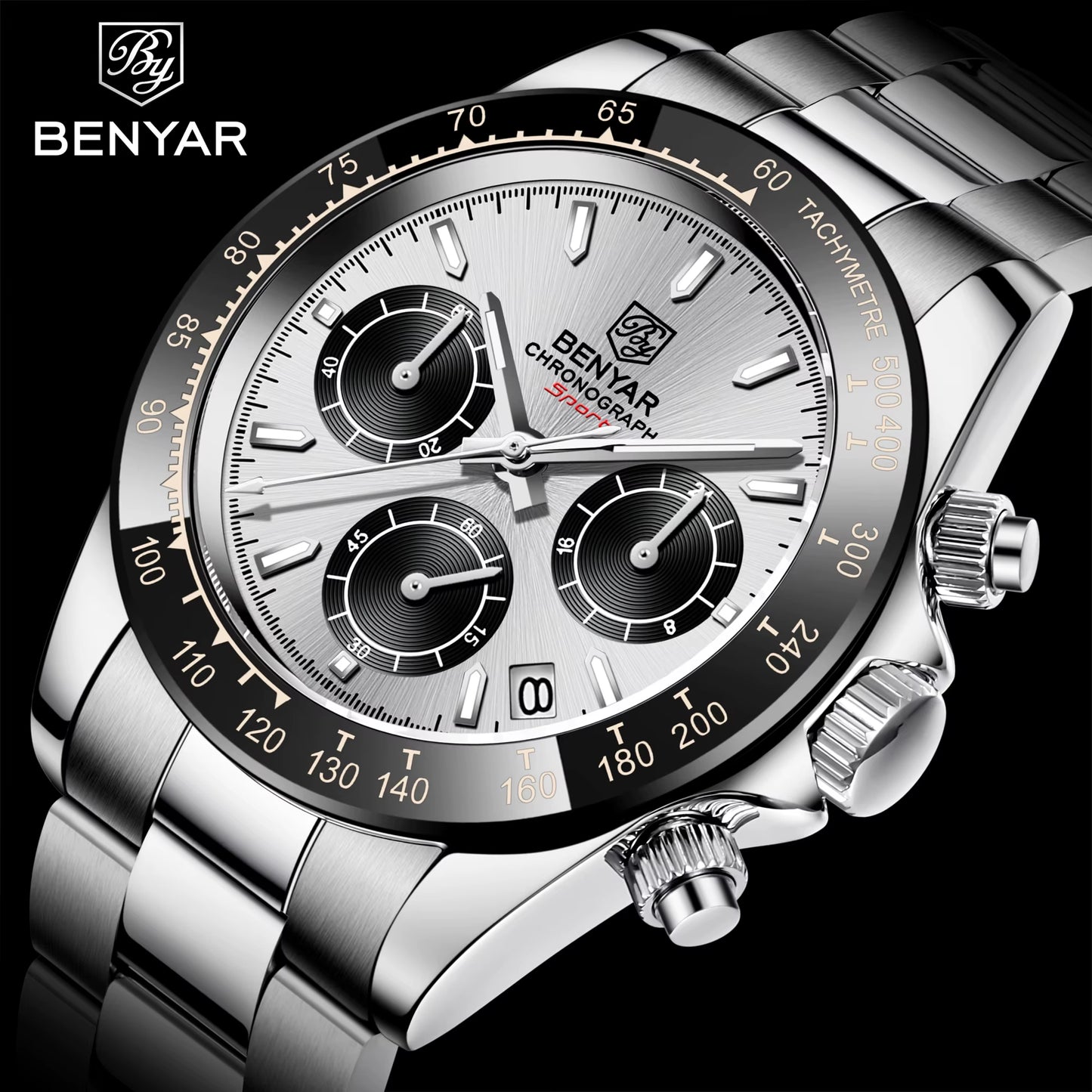 Sports Men Quartz Wrist Watch 3Bar Waterproof Stainless Steel Watch for Men Luxury Fashion Chronograph Relojes Hombre