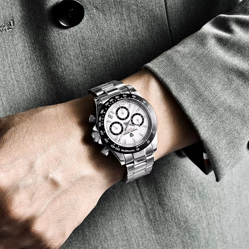 New Ceramic Bezel Men Quartz Wristwatches Luxurys Sapphire Glass Chronograph 100M Waterproof Stainless Watches Men