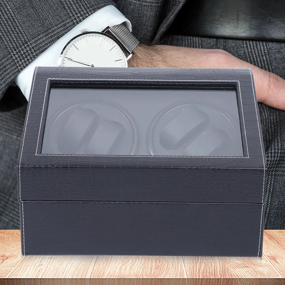 Black High Quality 4+6 Watch Winder Automatic Watch Display Box Luxury Storage Box