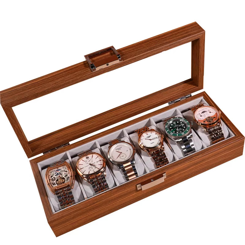 DELESYS New Walnut Wood Creative Watch Box Chinese Style Retro Wood Watch Display Box Large Capacity Beautiful Watch Box