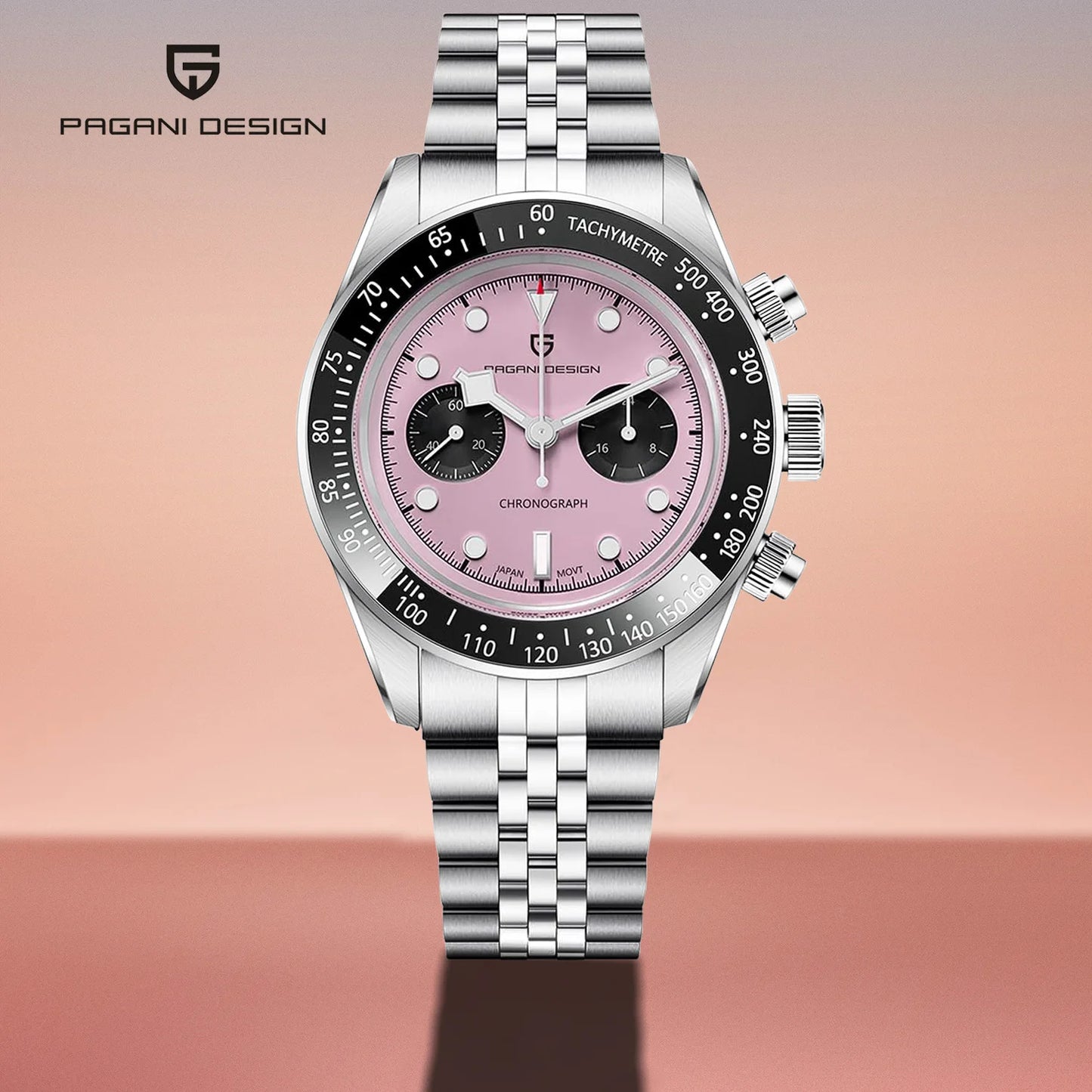 2025 New  Panda Men'S Watches Luxury Quartz Wristwatches Chronograph Man Watch AR Sapphire Mirror VK64 Clock Gifts