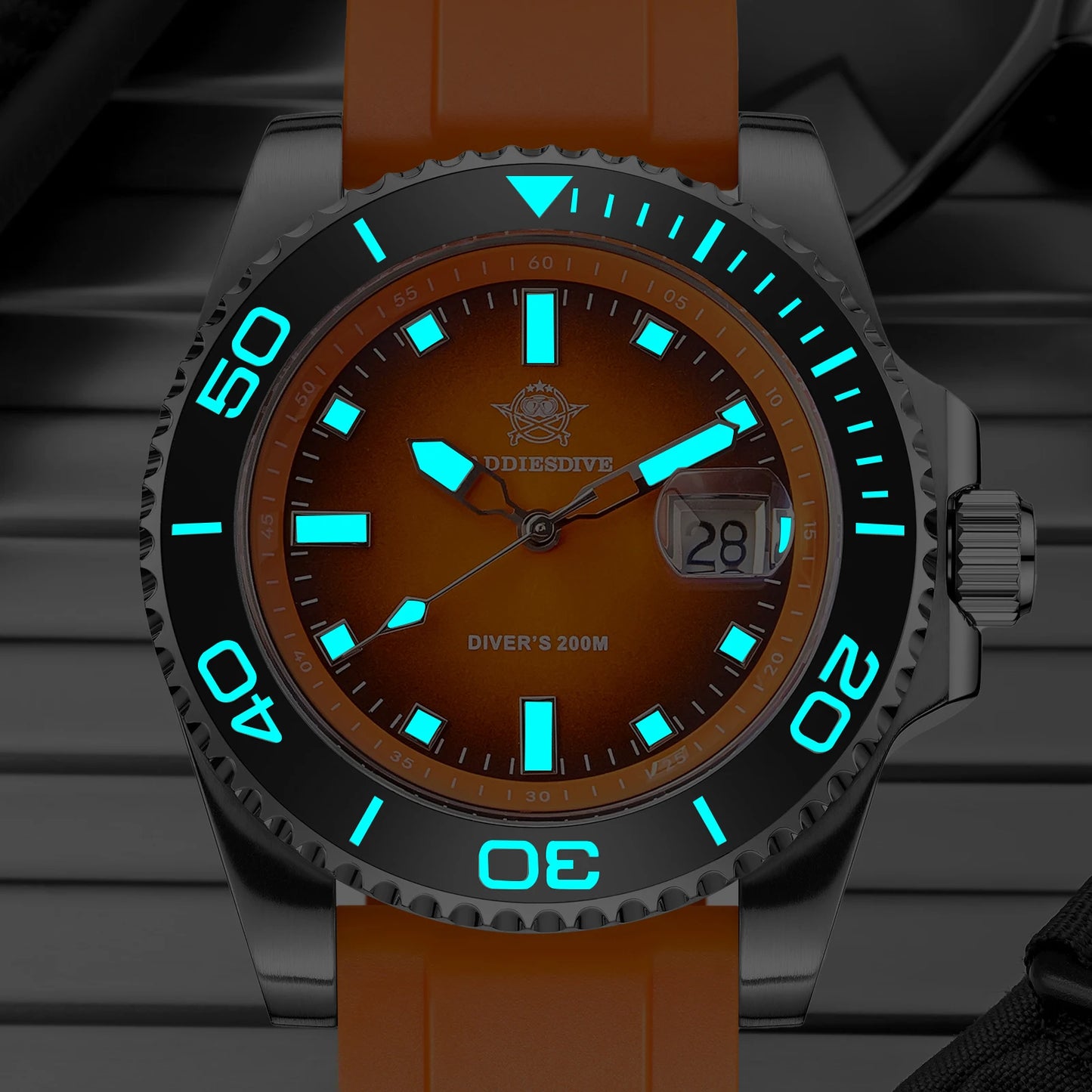 Watch for Men AD2089 Diver Watch Fashion Gradient 41Mm Rotatable Bezel Quartz Watches Waterproof 20Bar BGW9 Luminous