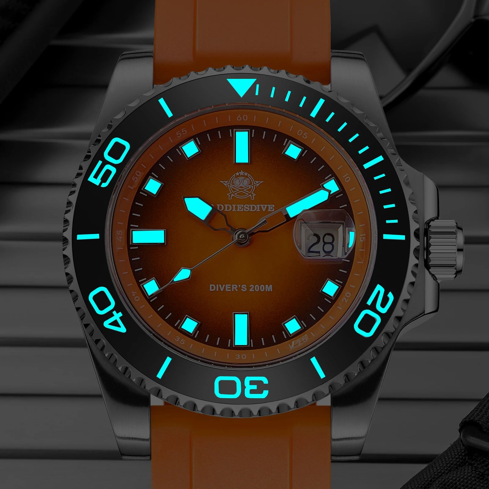 Watch for Men AD2089 Diver Watch Fashion Gradient 41Mm Rotatable Bezel Quartz Watches Waterproof 20Bar BGW9 Luminous