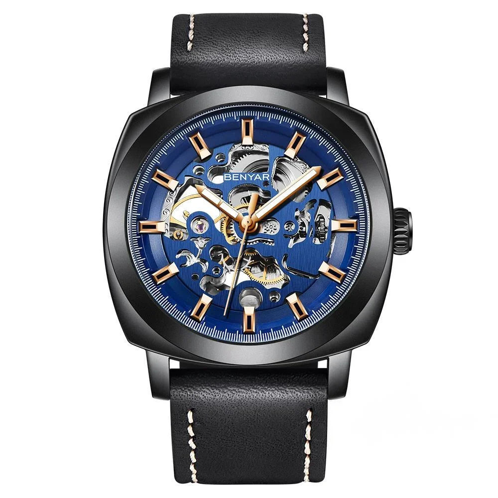 Watch for Men Luxury Skeleton Tourbillon Automatic Mechanical Mens Watch 30M Waterproof Leather Strap Sports Reloj Hombre