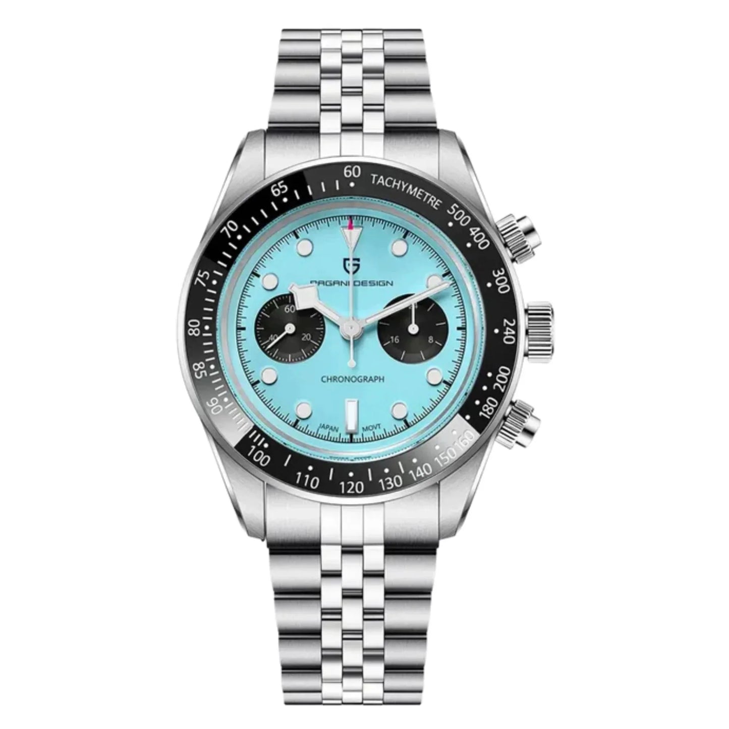 Pagani Design PD-1813 — Panda Dial Chronograph Watch, Jubilee Bracelet 100M [Premium Blue or Pink Dials]